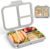 BABHAMNESS Stainless Steel Bento Lunch Box for Kids Adults, 3 Compartments Metal Bento Box with Transparent Lid & Silicone Container for Kids,Dishwasher-Safe,School & Travel,BPA-Free(Grey)