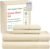 Queen Sheet Set- 100% Organic Cotton Sheets Queen – GOTS & OEKO-TEX Certified Sateen Weave Soft, Breathable & Durable 15″ Deep Pocket Cooling Sheets – Sustainable Gift-Ready Packaging- Ivory