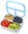 Stainless Steel Snack Containers, 3 Compartments Reusable on and go Bento Box with Lids for Kids, Lunch Box Pre Meal Storage for Daycare School Outdoor Camping Travel – Blue