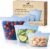 Reusable Silicone Food Storage Bags, 3 Pack (17oz, 34oz & 51oz), Stand Up Ziplock Bags for Meal Prep, Snacks & Sandwiches, Travel, BPA Free, Freezer, Microwave & Dishwasher Safe