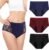 TUXIYA 3 Pack Incontinence Underwear for Women, Leak Proof Underwear for Women Washable & Reusable for Leakage Protective Panties(Large,Black/Red/Blue)