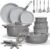 CAROTE 27pcs Ceramic Cookware Set Nonstick, Pots and Pans Set Non Stick, Non Toxic Cookware Detachable Handles, Dishwasher/Oven Safe, RV/Camping Cookware with Kitchen Utensils, Gray