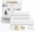 Supreme Elegance 4 Pieces 100% Organic Cotton Full Bed Sheets Set, Cooling Percale Weave for Hot Sleepers, Brushed for Softness, Crisp & Breathable Sheets Set, 16″ Deep Pocket Fitted Sheet, Snow White