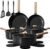 CAROTE Ceramic Cookware Set Nonstick, 16pcs Pots and Pans Set Nonstick, Non-Toxic & PFAS-Free, Dishwasher, RV/Camping Cookware Set, Cooking Pots with Lids, Charcoal Black