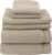 S&T INC. Aura Microfiber Waffle Towel Set, 6 Piece Set, Quick-Dry, Lightweight Bath Towels, Wash Cloths and Hand Towels for Bathroom, Kitchen, and Home, 420 GSM, Beige
