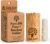 Gaia Guy Natural Unflavored Silk Dental Floss with Floss Refill & Reusable Bamboo Holder | 2 x 33yds Compostable Pure Silk Waxed with Candelilla Wax | Plastic-Free Packaging