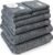 Softerry Waffle Bath Towel Set – 100% Soft Cotton – Plush and Extra Absorbent – Luxury Hotel & Spa Quality – Fade Resistant – Eco-Friendly (Space Gray, Set of 8 Towels)